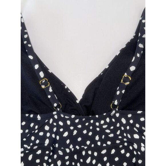 Leilani One Piece Swimsuit Black Adjustable Straps Flattering V Neck Bra‎ Cup 10 - Picture 10 of 13